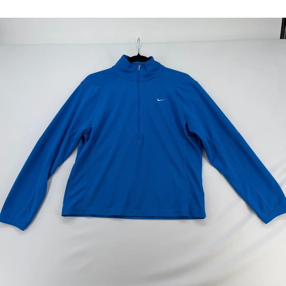 Nike Womens Blue Quarter Zip Pullover Long Sleeve Athletic Top Size M 207481-477